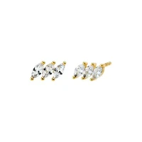 CZ Triple Pear Stud Earring