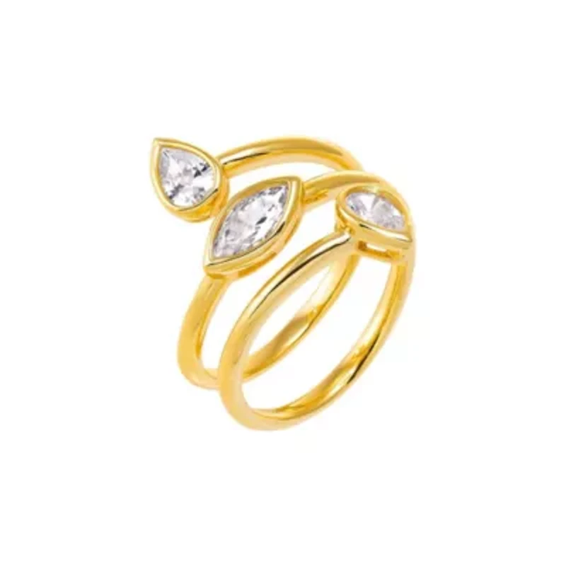 Multi Shape CZ Bezel Wrap Coil Ring