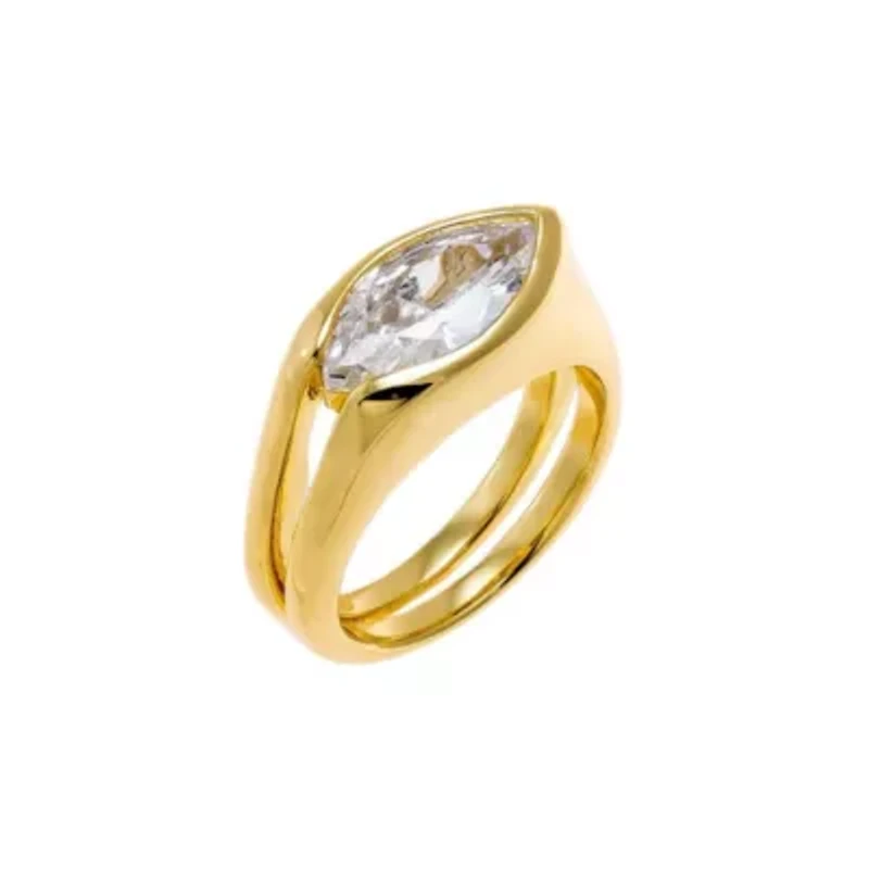 CZ Marquise Double Row Band Pinky Ring