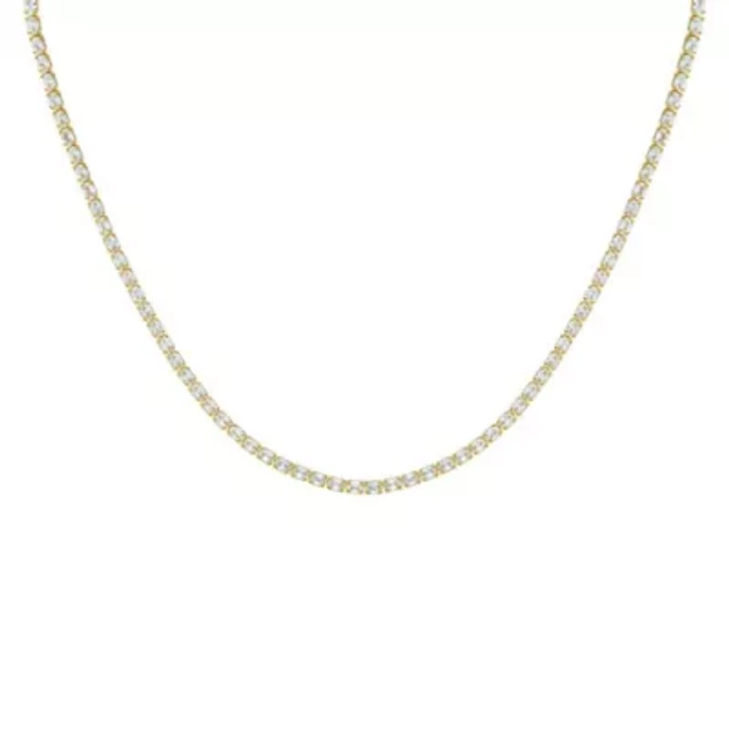 CZ Oval Four Prong Tennis Necklace