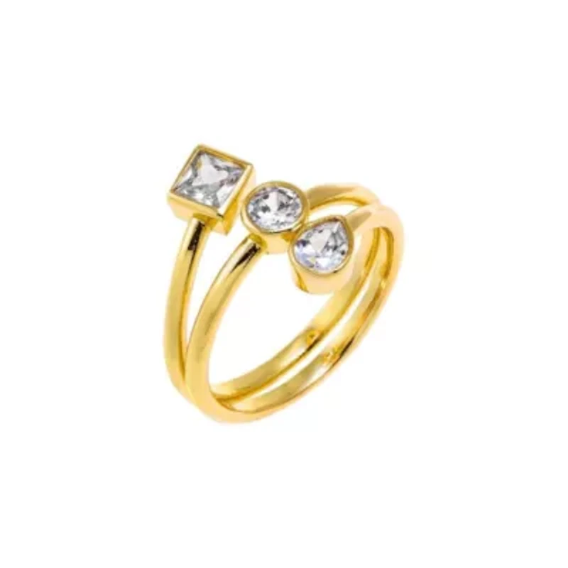 CZ Multi Shape Bezel Triple Wrap Ring