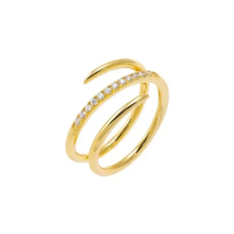 CZ Pave X Solid Triple Wrap Ring