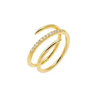 CZ Pave X Solid Triple Wrap Ring