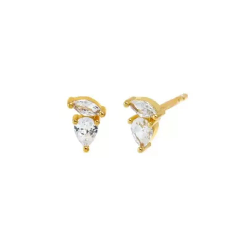 CZ Marquise X Pear Stud Earring