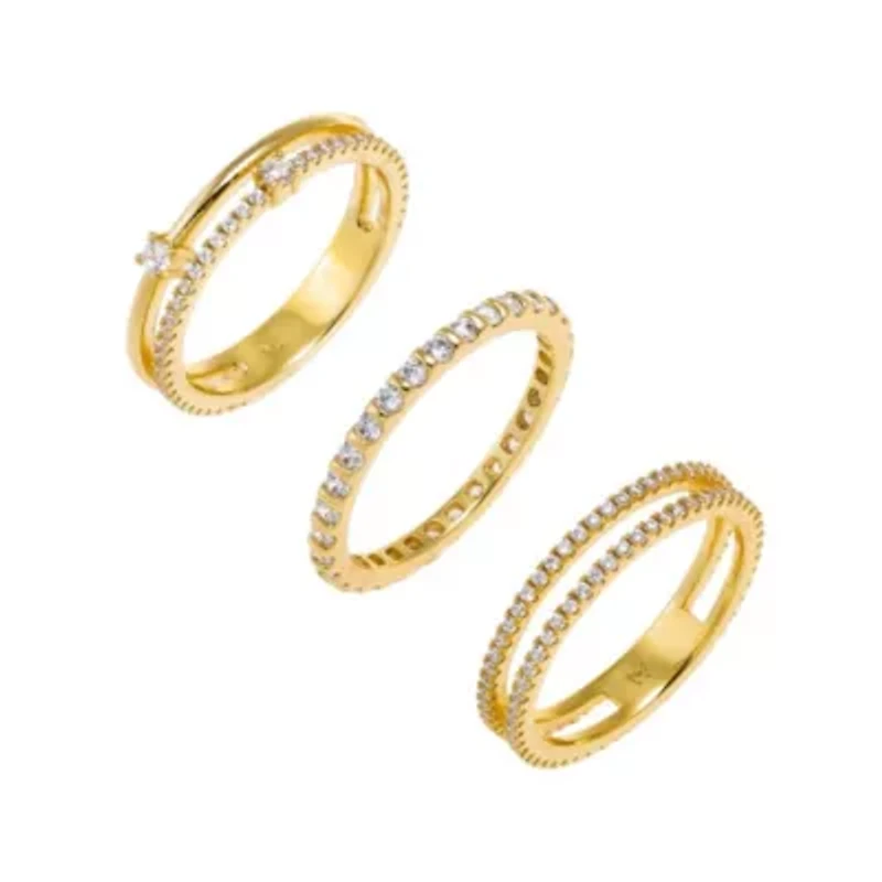 CZ Pave Stackable Band Rings Combo Set