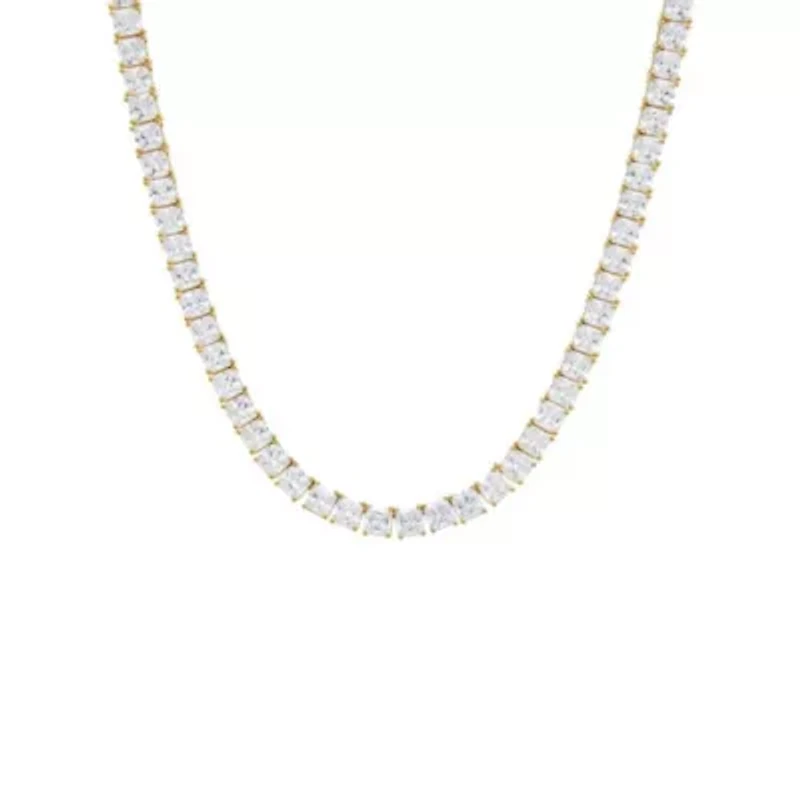 CZ Princess Cut Tennis Necklace