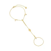 CZ Hamsa Bezel Hand Chain Bracelet