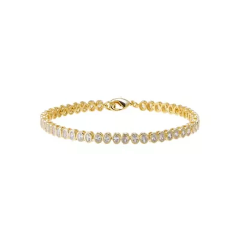 Oval CZ Bezel Tennis Bracelet