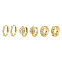 Pave Leaf Huggie Earring Combo Set