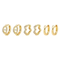 Pave Mariner & Squiggly Huggie Earring Combo Set