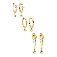 CZ Dangling Drop Earring Combo Set