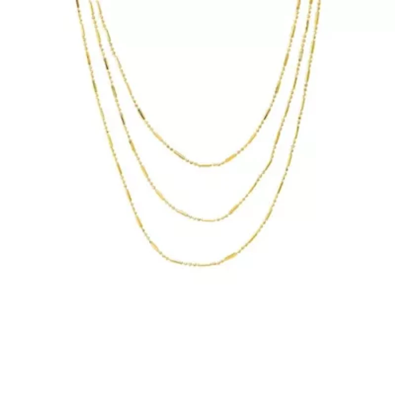 Solid Bar X Ball Chain Necklace Combo Set