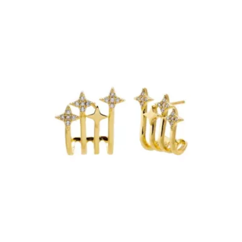 Multi Pave Starburst Cage Stud Earring