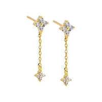 CZ Flower Chain Drop Stud Earring