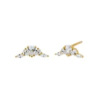 CZ Elongated Cluster Stud Earring