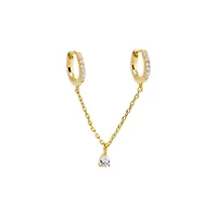 CZ Dangling Pear Chain Huggie Earring