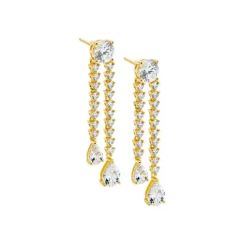 Fancy CZ Tennis Drop Pear Stud Earring