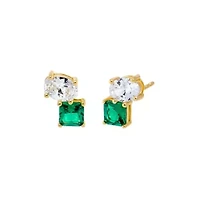 Colored CZ Pear X Emerald Stud Earring
