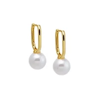 Solid Paperclip Pearl Huggie Earring