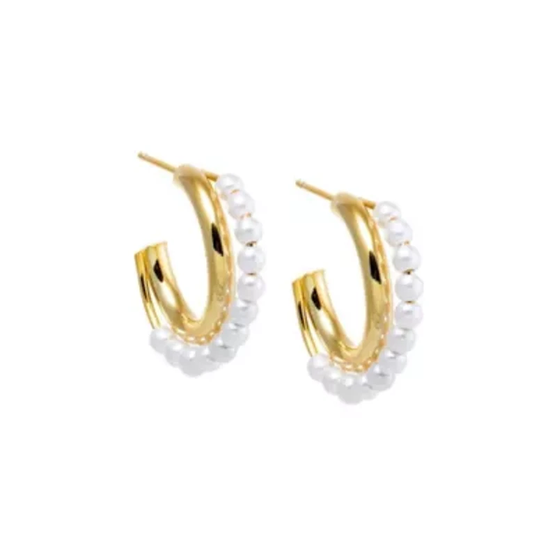Pearl Intertwined Double Hoop Earring
