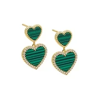 Pave Outline Double Heart Colored Stone Stud Earring