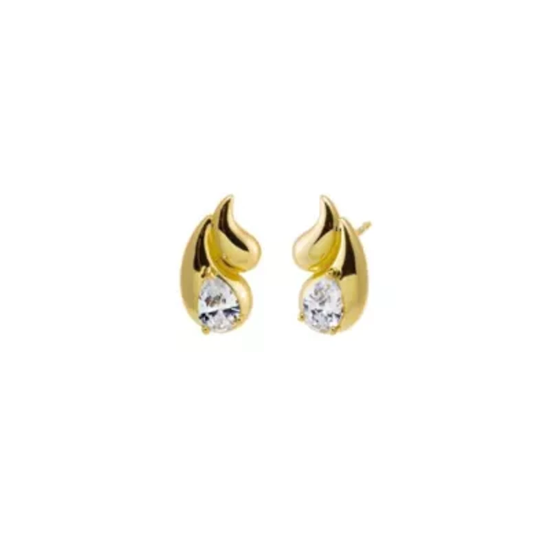CZ Double Teardrop Stud Earring
