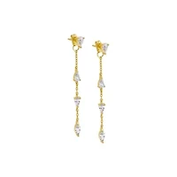 Multi CZ Teardrop Drop Chain Stud Earring