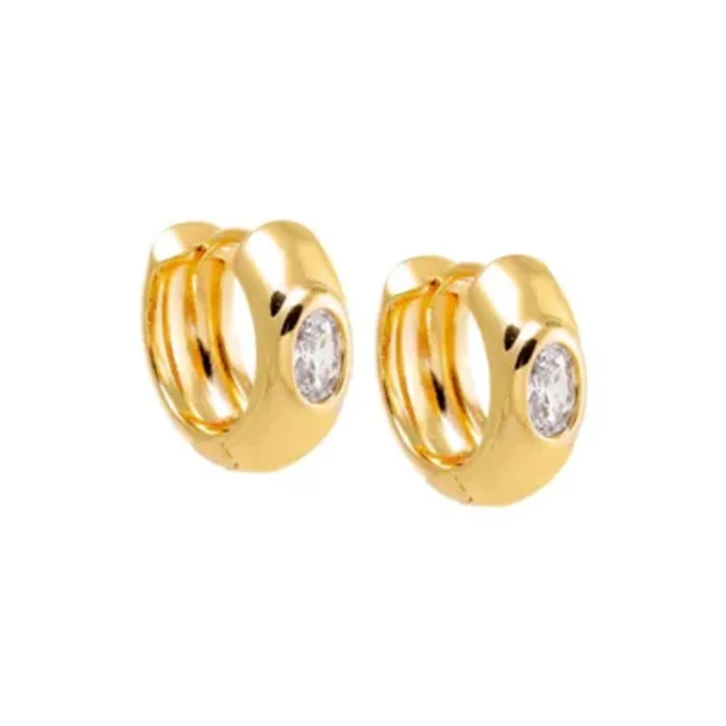 Oval Bezel Wide Huggie Earring