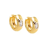 Oval Bezel Wide Huggie Earring