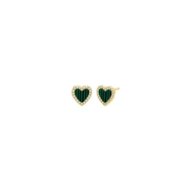 Colored Stone Pavé Heart Stud Earring