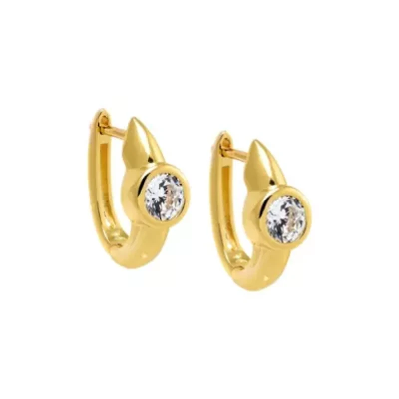 CZ Ascher Bezel Huggie Earring