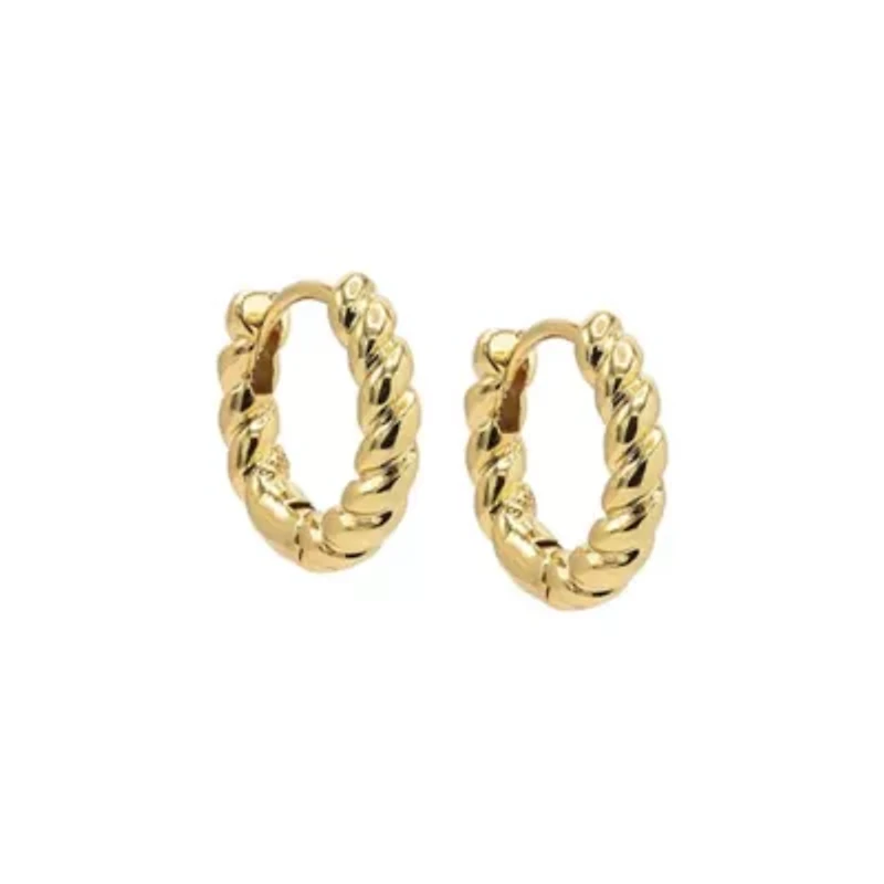 Solid Bubble Twisted Huggie Earring