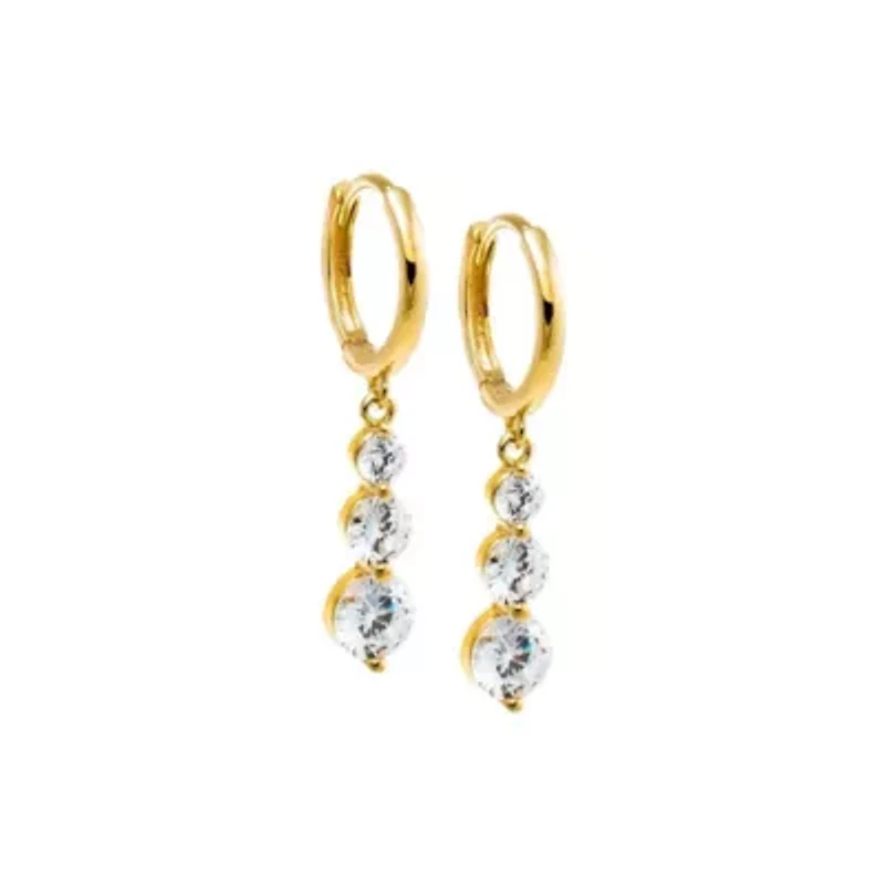 CZ Graduated Dangling Drop Huggie Earring
