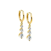CZ Graduated Dangling Drop Huggie Earring