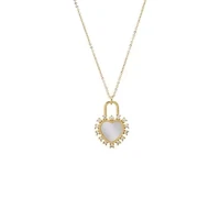 CZ Rimmed Heart Toggle Pendant Necklace