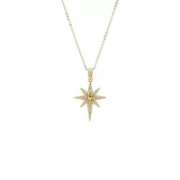 Pave Elongated Starburst Pendant Necklace