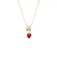 Colored Flower & Strawberry Charm Necklace