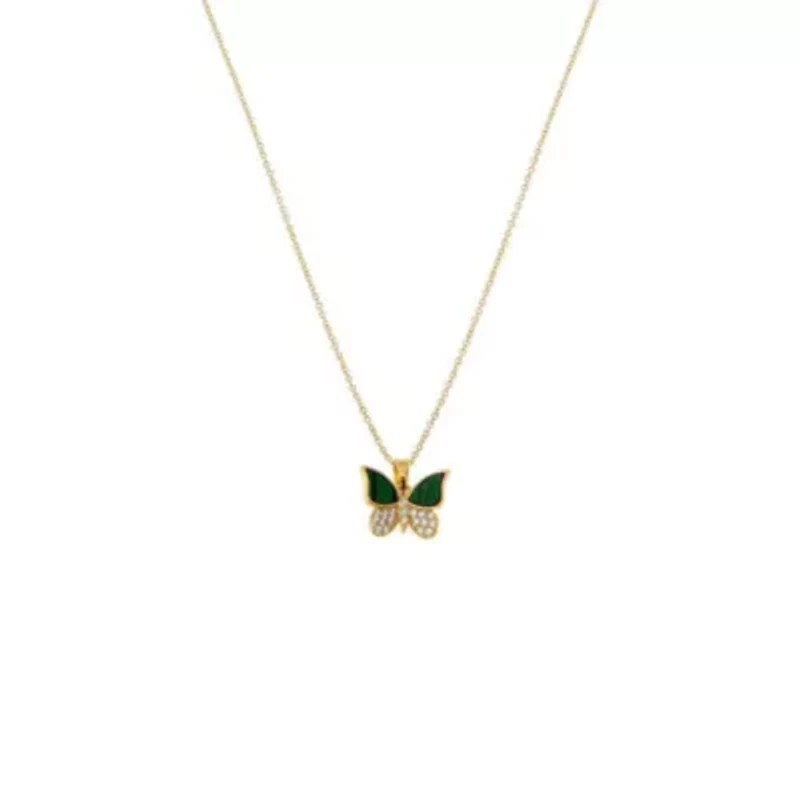 Pave / Colored Butterfly Necklace