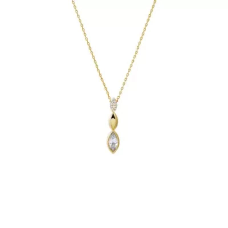 CZ Pave Marquise Stone Drop Necklace