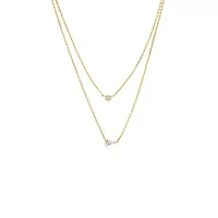 CZ Solitaire X Pear Layered Chain Necklace