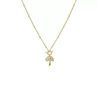CZ Mushroom Toggle Pendant Necklace