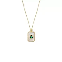 Colored Pear X MOP Dog Tag Necklace
