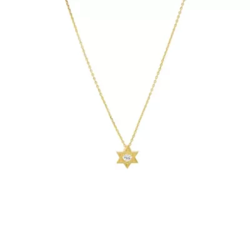 Heart CZ Star Of David Pendant Necklace