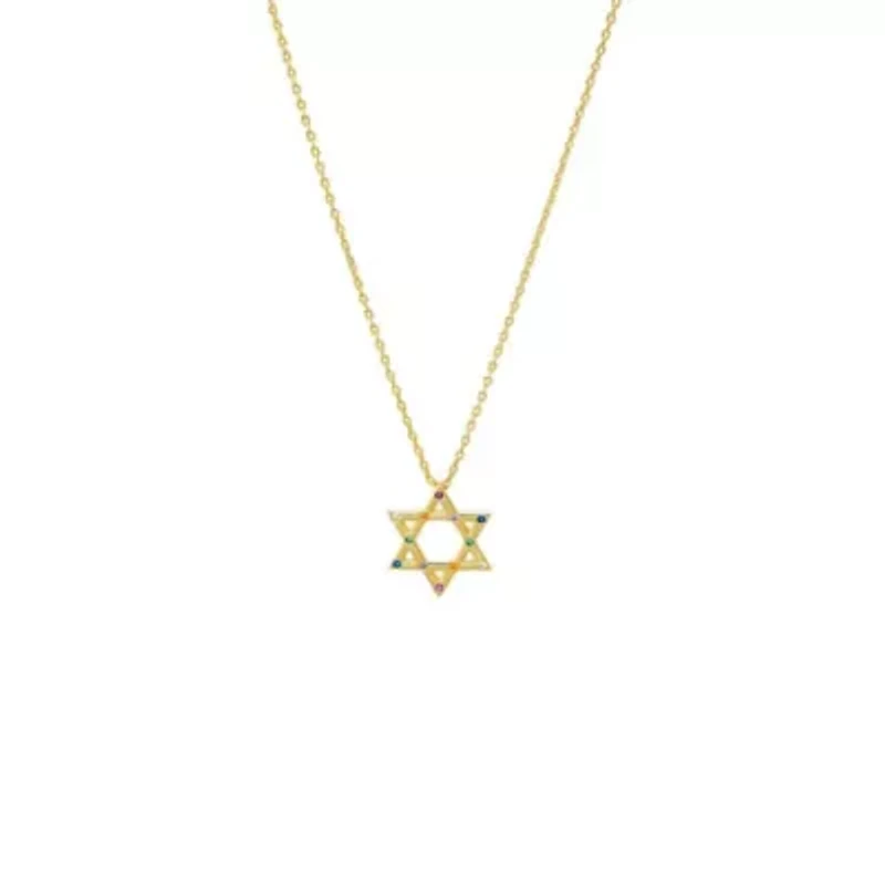 Multi Colored Star Of David Pendant Necklace