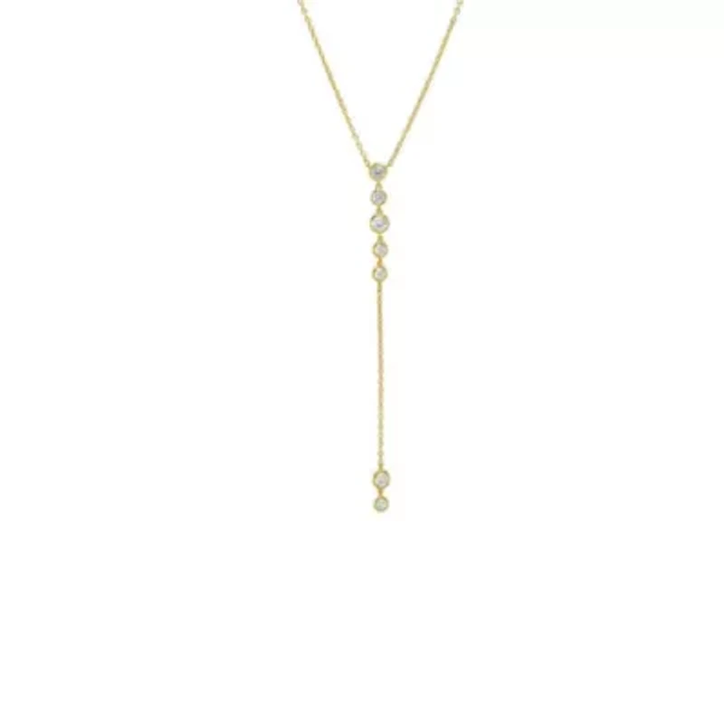 Multi Bezel Stone Drop Lariat Necklace