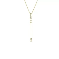 Multi Bezel Stone Drop Lariat Necklace