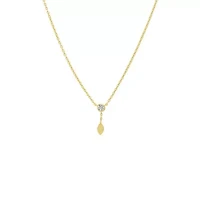 CZ Bezel X Solid Marquise Drop Necklace