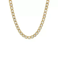 CZ Princess Cut Bezel Tennis Necklace