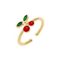 Colored Enamel Cherry Adjustable Ring