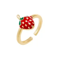 Colored Enamel Strawberry Adjustable Ring